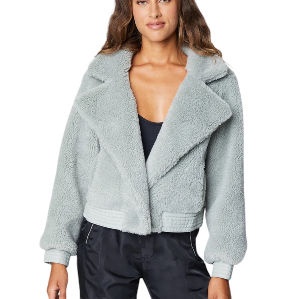 ✨ Blank NYC Green Sherpa Teddy Coat Faux Shearling Wool Blend Size L